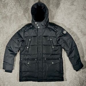 Noize Unisex Black Cruelty-Free Puffer Parka Hooded Winter Jacket Coat Sz Large